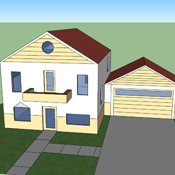 阁楼房屋前院车库SU模型下载_sketchup草图大师SKP模型