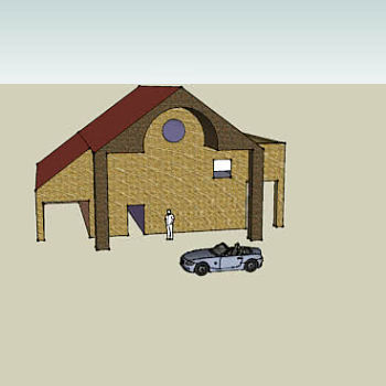 砖石房屋车棚走道SU模型下载_sketchup草图大师SKP模型