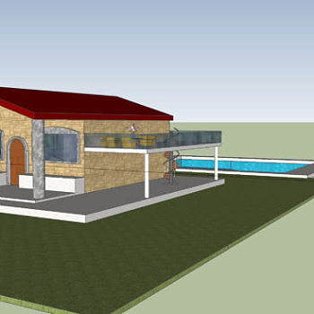 大露台住宅泳池SU模型下载_sketchup草图大师SKP模型