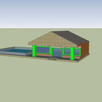 带泳池的住宅SU模型下载_sketchup草图大师SKP模型