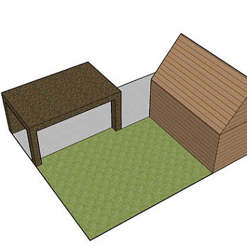 房屋凉棚庭院SU模型下载_sketchup草图大师SKP模型