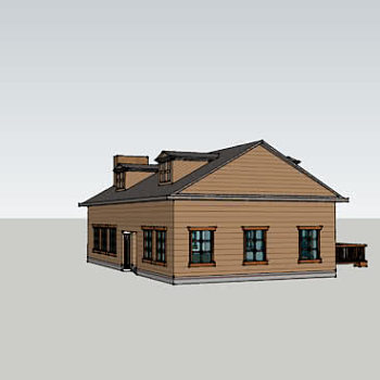 烟囱木屋后院露台SU模型下载_sketchup草图大师SKP模型