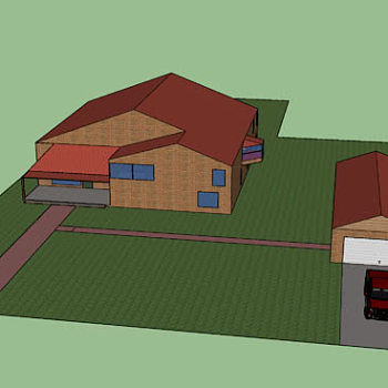 简易砖房车库住宅SU模型下载_sketchup草图大师SKP模型