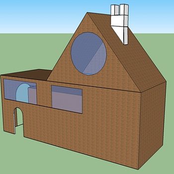 简易烟囱木屋设计SU模型下载_sketchup草图大师SKP模型