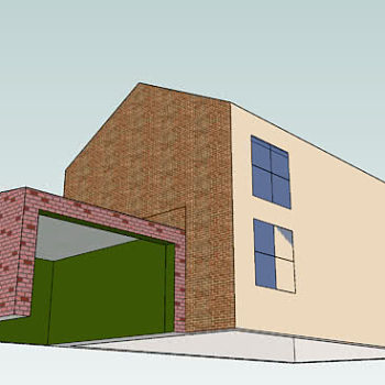 现代双层平房和车库SU模型下载_sketchup草图大师SKP模型