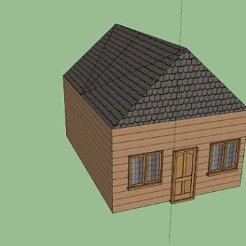 老式小户型木屋SU模型下载_sketchup草图大师SKP模型