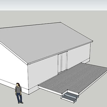 简易房屋及甲板SU模型下载_sketchup草图大师SKP模型