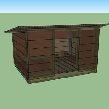 中型木板狗屋SU模型下载_sketchup草图大师SKP模型