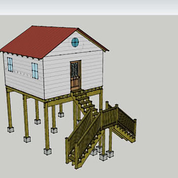 楼梯高跷屋SU模型下载_sketchup草图大师SKP模型