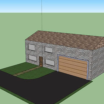 一体式独栋车库住宅SU模型下载_sketchup草图大师SKP模型