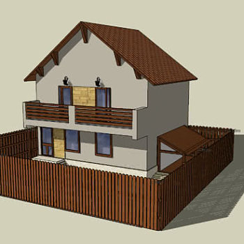 带庭院的现代住宅SU模型下载_sketchup草图大师SKP模型