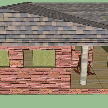 简易砖房和门外摇椅SU模型下载_sketchup草图大师SKP模型