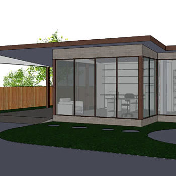 现代小型庭院车棚平房SU模型下载_sketchup草图大师SKP模型