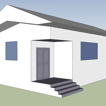 简易平房房屋SU模型下载_sketchup草图大师SKP模型