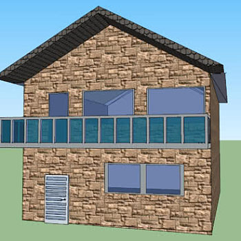 石砖阳台房屋SU模型下载_sketchup草图大师SKP模型