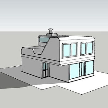 现代民宅建筑白模SU模型下载_sketchup草图大师SKP模型