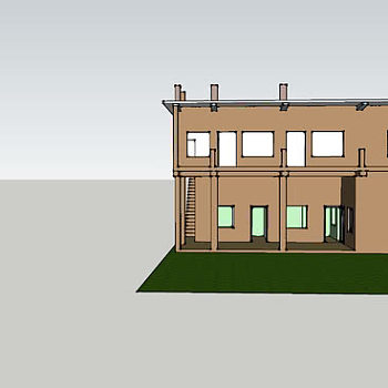 现代双层平房住宅SU模型下载_sketchup草图大师SKP模型