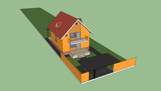 简易庭院橙色住宅SU模型下载_sketchup草图大师SKP模型