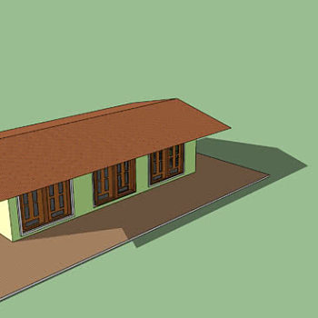 新中式小平房SU模型下载_sketchup草图大师SKP模型