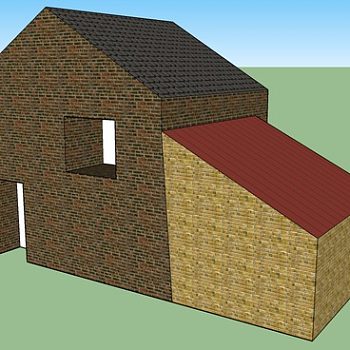 倾斜屋顶砖房建筑SU模型下载_sketchup草图大师SKP模型