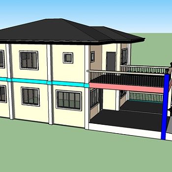 独栋大露台凉棚双层住宅SU模型下载_sketchup草图大师SKP模型