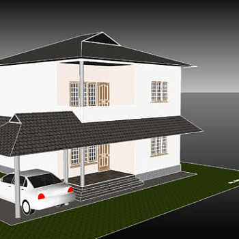 现代车棚住宅建筑SU模型下载_sketchup草图大师SKP模型