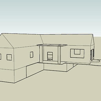 简易平房草图设计SU模型下载_sketchup草图大师SKP模型