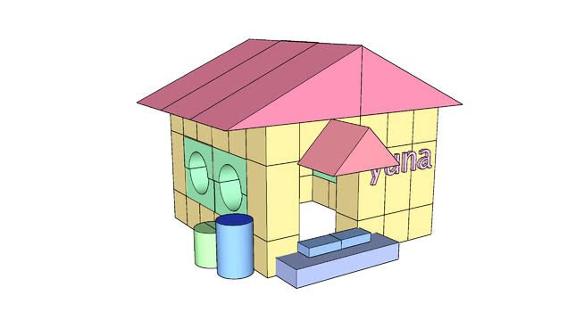 简易几何体房屋SU模型下载_sketchup草图大师SKP模型