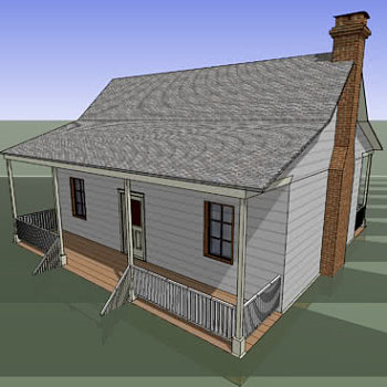 牧场烟囱木板房屋SU模型下载_sketchup草图大师SKP模型