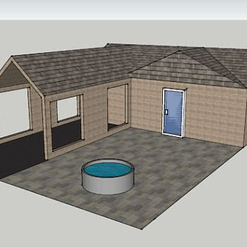 简易房屋和小型泳池SU模型下载_sketchup草图大师SKP模型