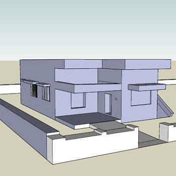 带庭院的住宅草图SU模型下载_sketchup草图大师SKP模型