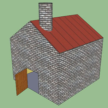 砖砌烟囱房屋SU模型下载_sketchup草图大师SKP模型