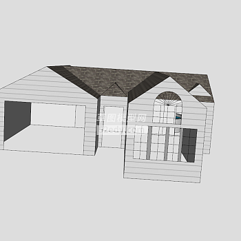 简易房屋泳池外观建筑SU模型下载_sketchup草图大师SKP模型