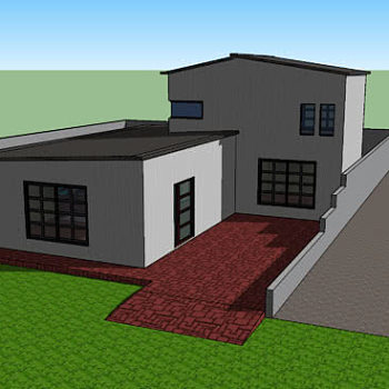 现代房子庭院住宅SU模型下载_sketchup草图大师SKP模型