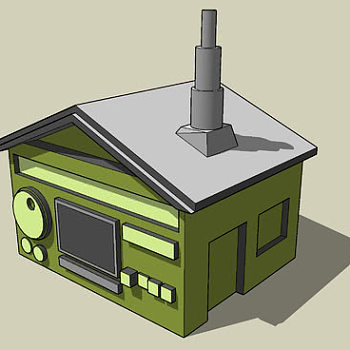 收音机外观房屋SU模型下载_sketchup草图大师SKP模型