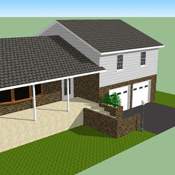 独栋独户车库住宅SU模型下载_sketchup草图大师SKP模型