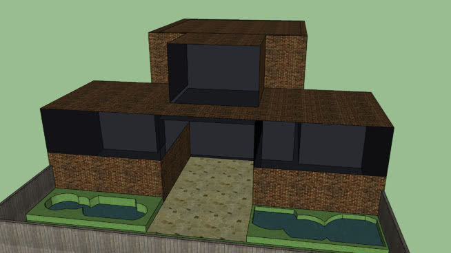 简易复式住宅双泳池SU模型下载_sketchup草图大师SKP模型