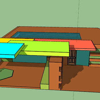 简易单层凉棚木屋SU模型下载_sketchup草图大师SKP模型