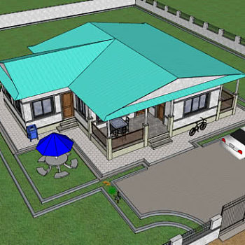 独立式庭院住宅SU模型下载_sketchup草图大师SKP模型