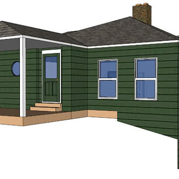 简欧绿色烟囱住宅SU模型下载_sketchup草图大师SKP模型