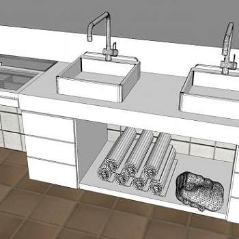 现代浴室夫妇卫浴SU模型下载_sketchup草图大师SKP模型