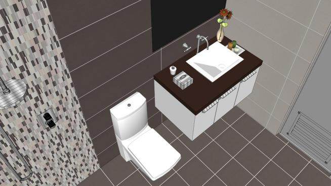 现代男孩厕所浴室SU模型下载_sketchup草图大师SKP模型
