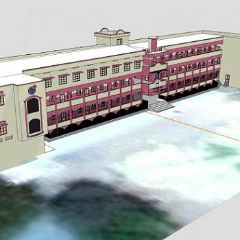 圣斯蒂芬高中教学楼建筑SU模型下载_sketchup草图大师SKP模型