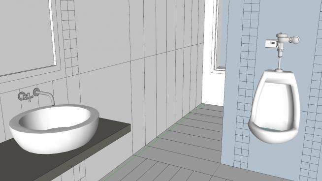 现代办公室厕所男士SU模型下载_sketchup草图大师SKP模型