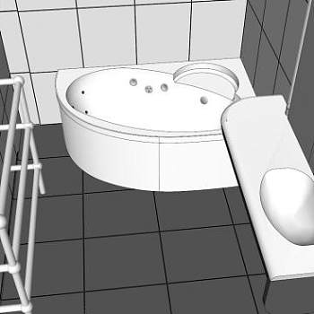 现代白色卫生间浴室SU模型下载_sketchup草图大师SKP模型