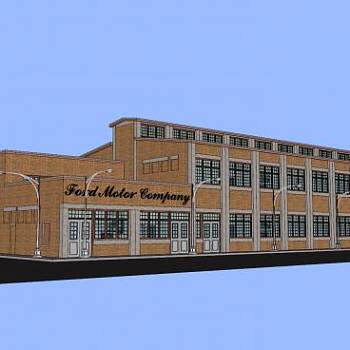 福特公寓大楼建筑SU模型下载_sketchup草图大师SKP模型