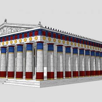 帕特农神庙建筑SU模型下载_sketchup草图大师SKP模型