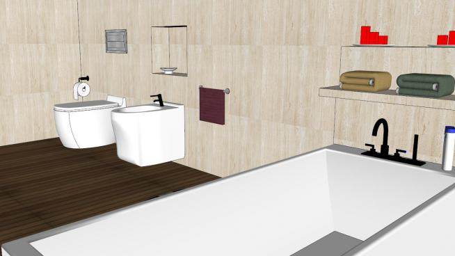 现代大型卫浴厕所SU模型下载_sketchup草图大师SKP模型