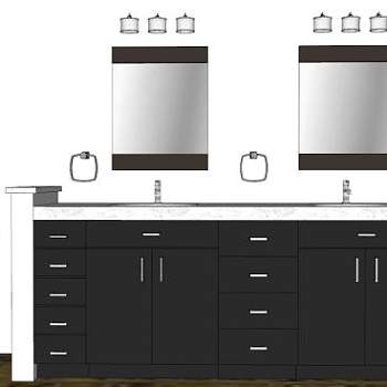 浴室洗盥台墙装修SU模型下载_sketchup草图大师SKP模型