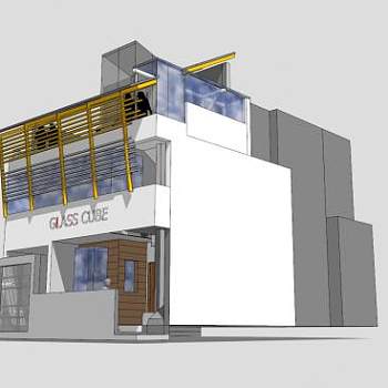 办公住宅独栋建筑SU模型下载_sketchup草图大师SKP模型